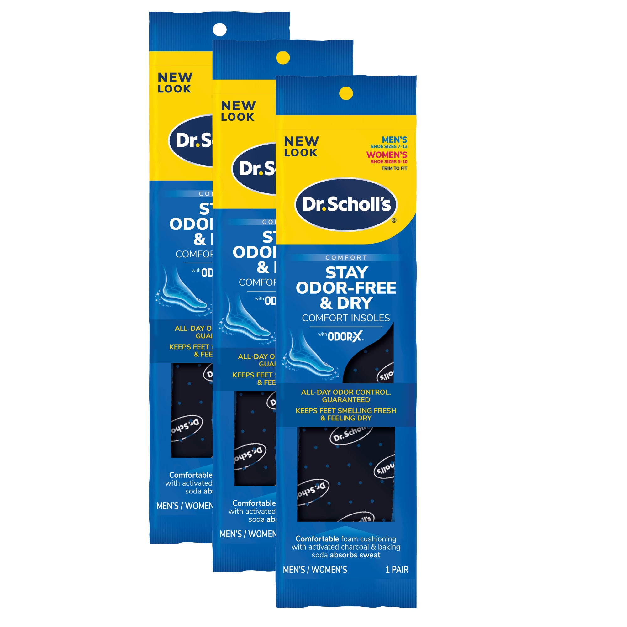 Stay Odor-Free & Dry Comfort Insoles with Odor-X® (3 Pack)